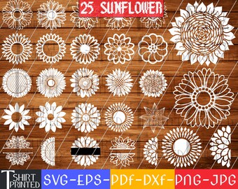 Zonnebloem Svg, bloem Svg, halve zonnebloem Svg, zonnebloem Clipart, zonnebloem bundel Svg, Dxf, Png, Eps, Jpg, Pdf.