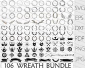 Laurel Wreath SVG Bundle, Hand Drawn Frames (Digital Download)