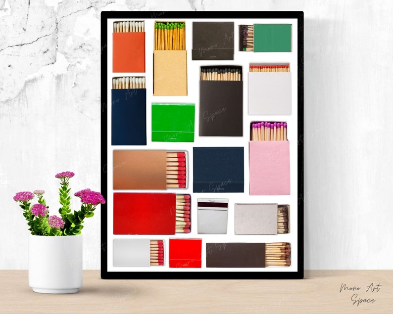Matchboxes Patern Vintage Matchbox Art Print, Bar Cart Decor (digital Download) - Etsy