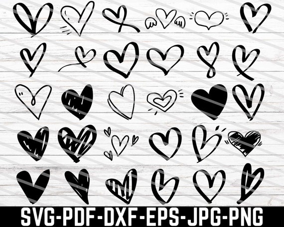 Heart SVG Bundle, PNG, PDF, Simple Hearts Svg, Valentine day svg, Love  svg,Doodle heart svg