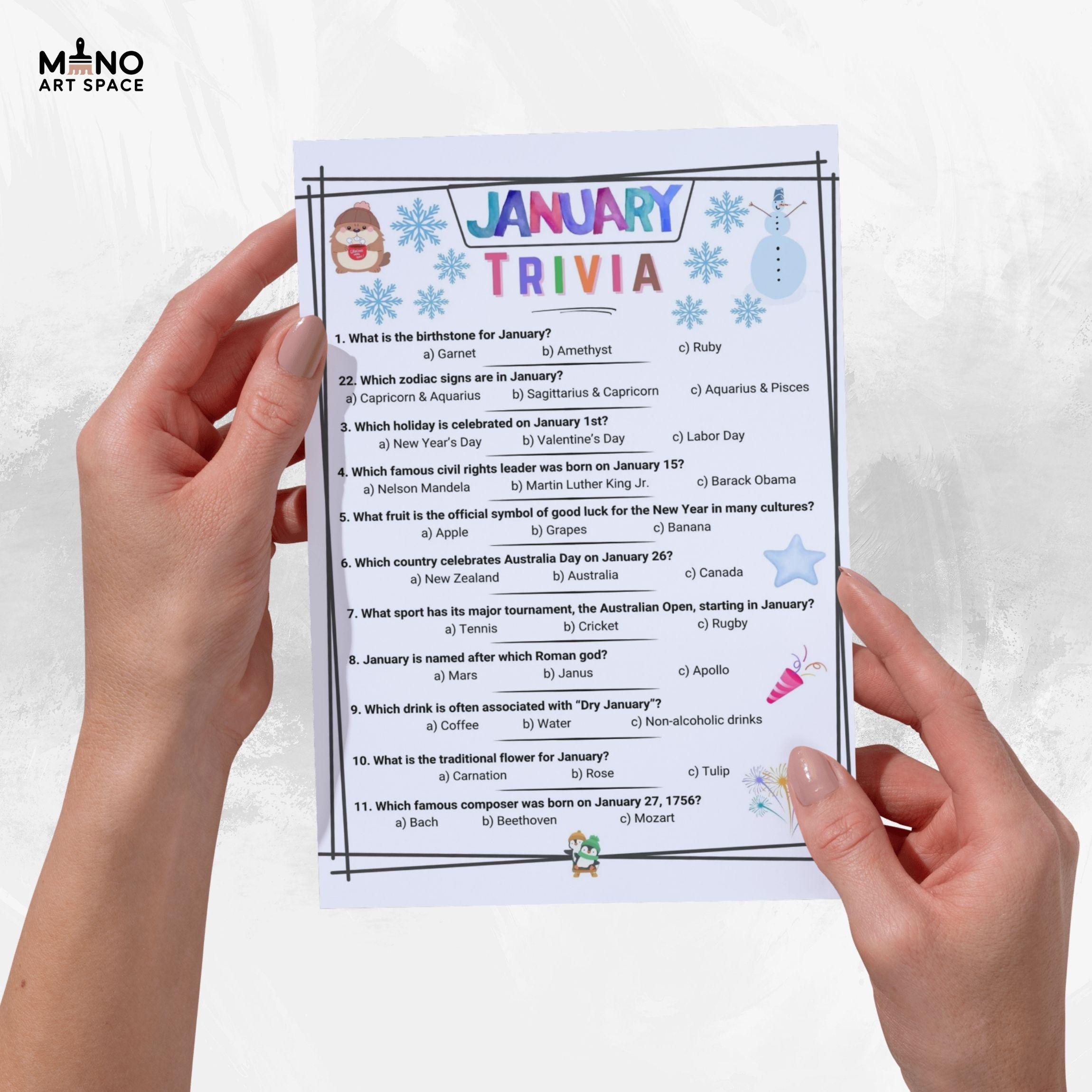 January Trivia Game Printable, Winter Party Quiz, New Year Classroom ...