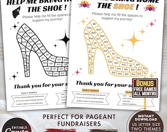 Pageant Fundraiser Game: Fill the Crown Template (Editable Canva PDF)
