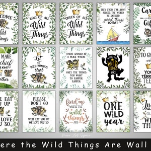 Where the Wild Things Are Printable Posters Bundle | Wild Thing Printables | Wild Things birthday Welcome Party Poster | Wild One Crown.