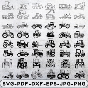 Trekker Svg-bundel, landbouwtractor Clipart, landbouwmachine Svg, boer silhouet, trekker Png, landbouw svg, dxf, eps, pdf-bestanden.