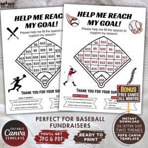 Baseball Fundraiser Game, Editable Donation Tracker Template, Sports Team Fundraising Sheet PDF Canva, 12 Free Trivia Games Instant Download