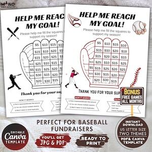 Baseball Fundraiser Game, Editable Donation Tracker Template, Sports Team Fundraising Sheet PDF Canva, 12 Free Trivia Games Instant Download