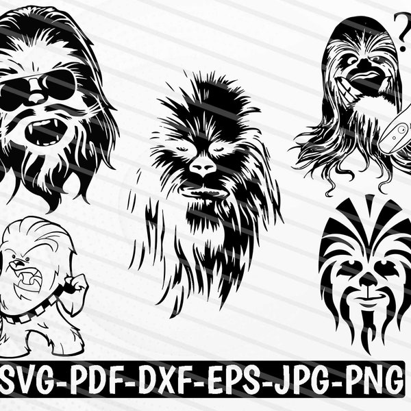 Chewbaca Svg, Chewbacca Silhouette, Chewbacca With Sunglasses Svg, Cute Chewbacca Svg, Funny Svg, Dxf, Png, Eps, Jpg, Pdf.