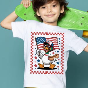 Funny 4th of July Goose PNG, Boy 4th July Sublimation, Patriotic Duck with Flag and Hotdog, Cute Independence Day Design, Digital Download