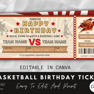 Editable Basketball Ticket, Basketball Ticket, Basketball Custom ...