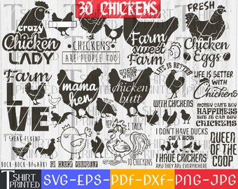 Kip Svg bundel, Welkom bij onze Coop Svg, Crazy Chicken Lady Svg, Chicken Whisperer Svg, Chicken Clipart, Svg, Dxf, Png, Eps, Jpg, Pdf.