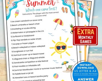 Trivial de verano: Cuestionario "¿Qué fue primero?", Fiesta familiar (Descarga PDF)