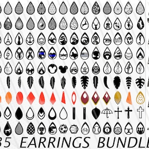 Earring SVG Bundle, Instant Download, Earrings Bundle, Tear Drop Svg, Pendant Svg, Cuttable leather, Svg, Dxf, Png, Eps, Jpg, Pdf.