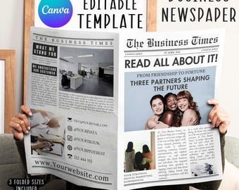 Bewerkbare sjabloon voor zakelijke kranten, aangepaste marketinguitnodiging (canva)