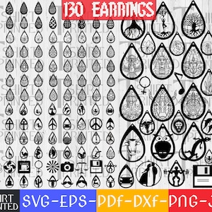 Teardrop Svg Dxf Eps Jpg Png Leather Earrings Svg Jewelry Svg,Cuttable Leather Svg Earring Svg Bundle Earring Template Svg Pdf.