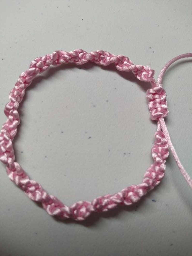 spiral bracelet handmade boho hippie surfer yoga friendship bracelet minimalist unisex Jewellery satin cord Pink Macrame Bracelet