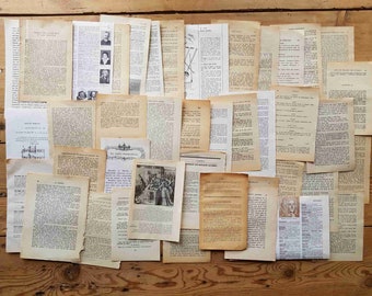 Paper pack 50 genuine vintage French pages from 5 old books Vintage text pages Ephemera pack of mixed vintage papers