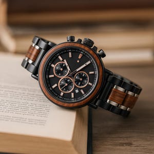 Engraved gift watch, Personalized wood watch for men, gift watch