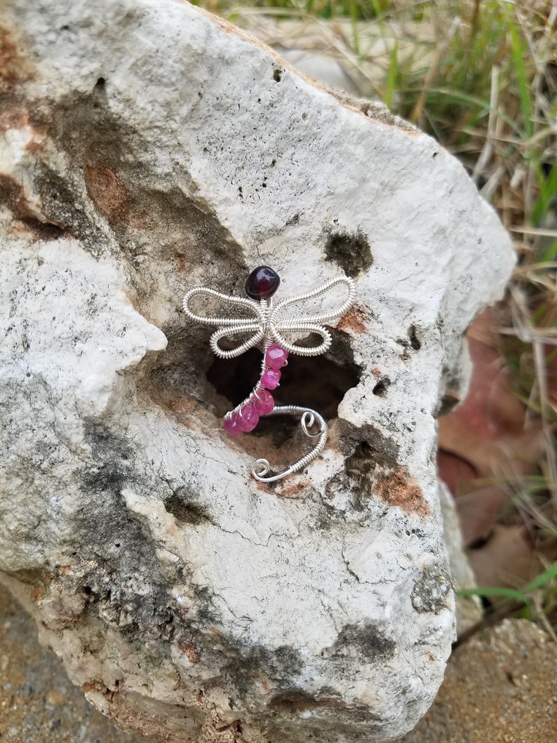 Ruby and garnet Dragonfly ring