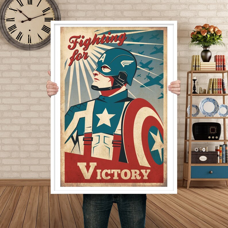 Captain America Poster Movie Poster Art Home Decor Bedroom Poster Wall Art Film Print Classic Movie Poster Classic Films