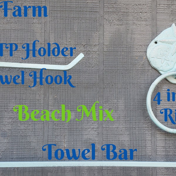 Beach Combing Mix Towel Ring, Towel Hook, TP Holder and Towel Bar for your Nautical Beach Tropical Bath