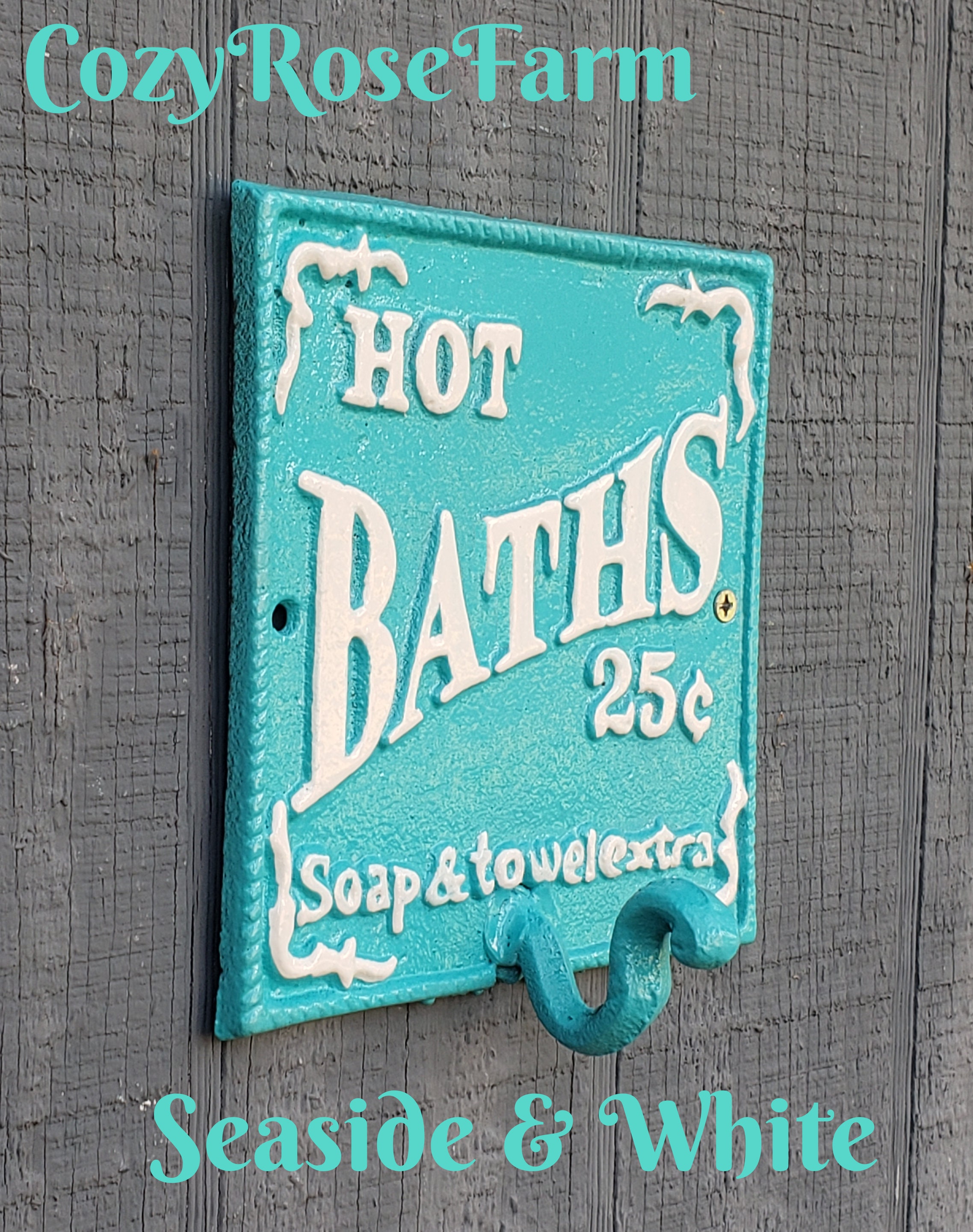 Cast Iron Hot Bath Sign Towel, Robe Hook for Rustic Shabby Chic Bath - Etsy