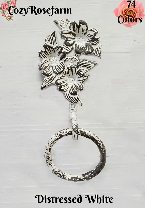 Blossom Towel Ring , Hand Towel Ring , Kitchen Towel Ring ,cast Iron Shabby Chic , Farm House, Beach ,Bath Decor