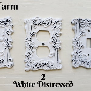 Light Switch Cover in White , distressed, Victorian Light Switch Plate, Shabby Chic Cover Plate