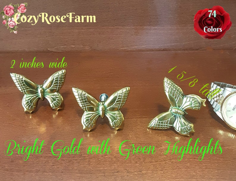 Beautiful Butterfly Knobs in Gold Apple Red and Oasis Blue Etsy