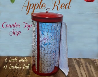 Metal Paper Towel Holder Kitchen Decor in Red