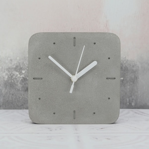 Square Concrete Clock, Modern Mantel Clock, Jesmonite Clock, Minimalist Clock, Desk Clock, Grey Clock, Small Concrete Clock, Gifts for home