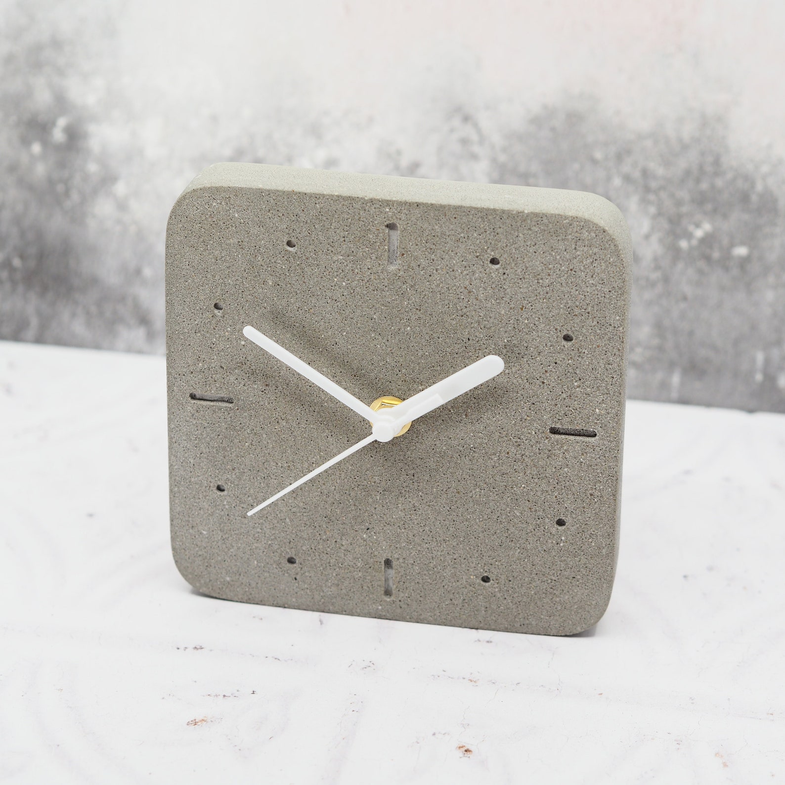 Square Concrete Clock Modern Mantel Clock Jesmonite Clock Etsy