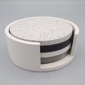 Concrete Coaster Set, Modern Coasters, Jesmonite Storage, New Home Gift, Coaster Storage, Coffee Table, Storage Dish