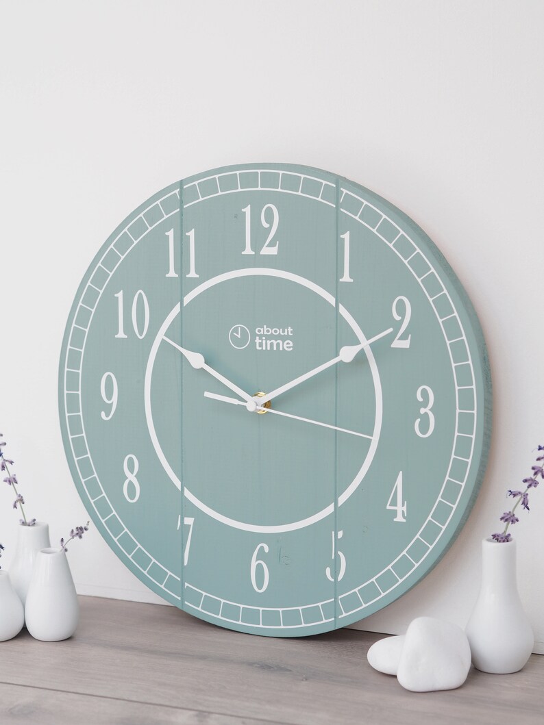 Wooden Wall Clock Farmhouse Kitchen Clock Arabic Numeral Etsy