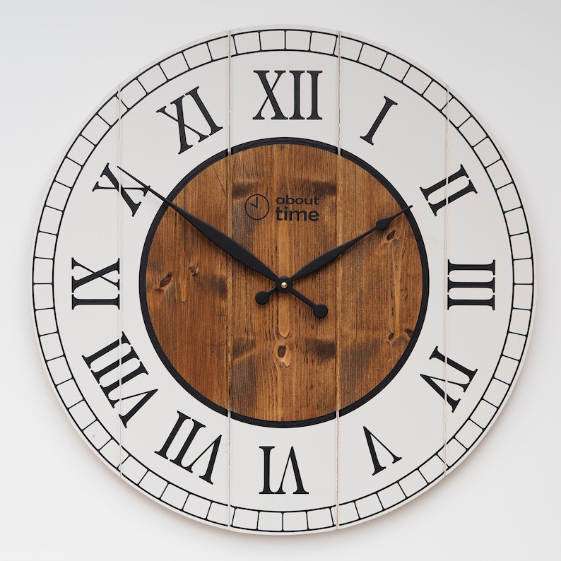 Wooden Wall Clock Large Wall Clock Farmhouse Kitchen Clock Etsy