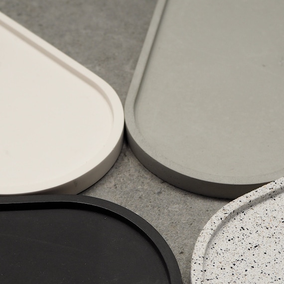 Oval Concrete Jewelry Dish: Handmade Trinket Tray, Cactus Planter