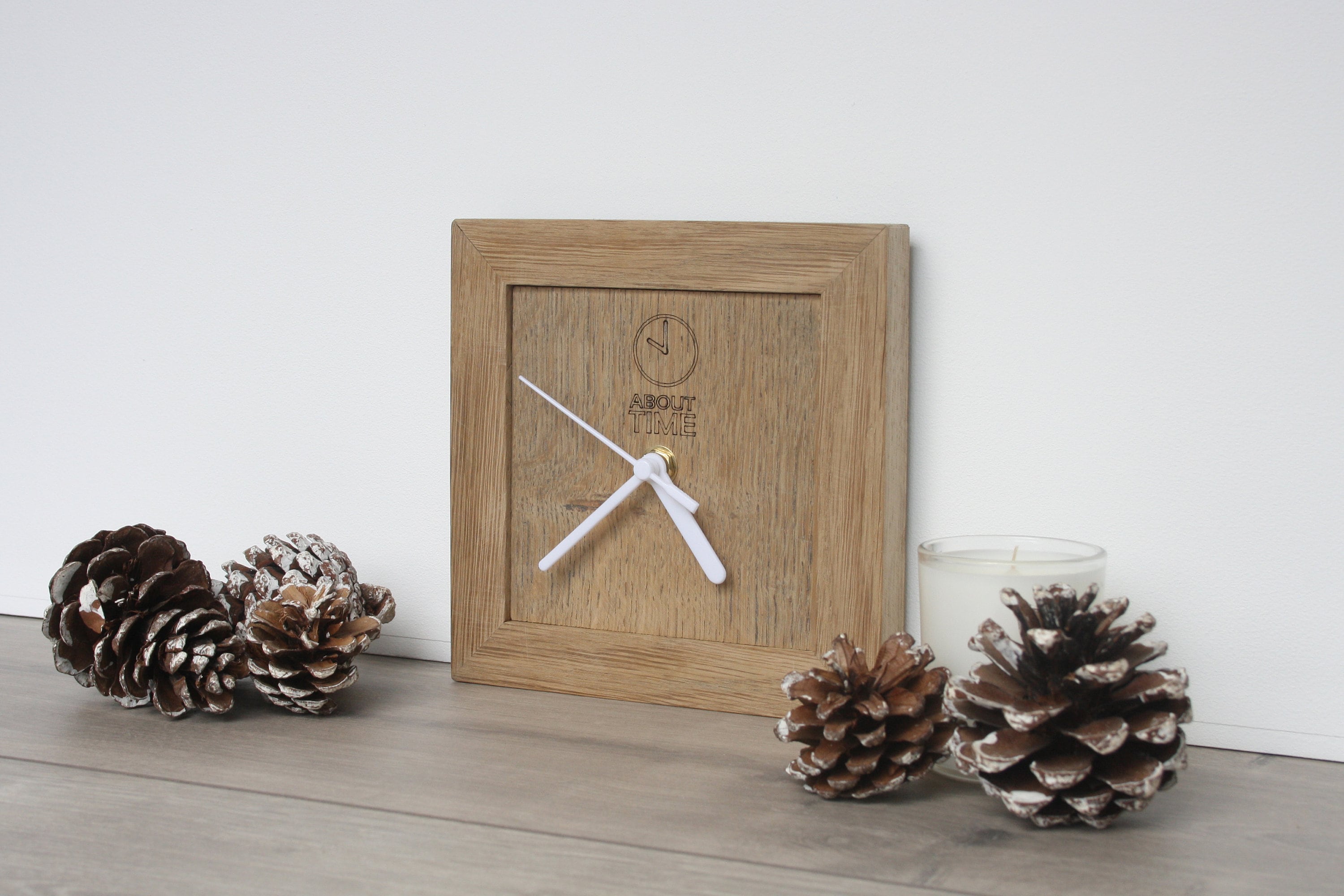 Square Wooden Clock Upcycled Square Oak Clock Reclaimed Wood Etsy UK