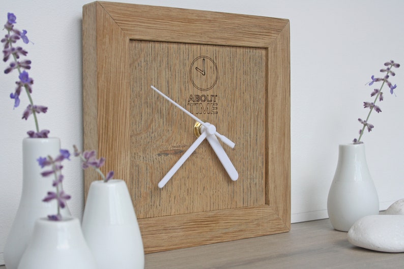 Square Wooden Clock Upcycled Square Oak Clock Reclaimed Wood Etsy UK