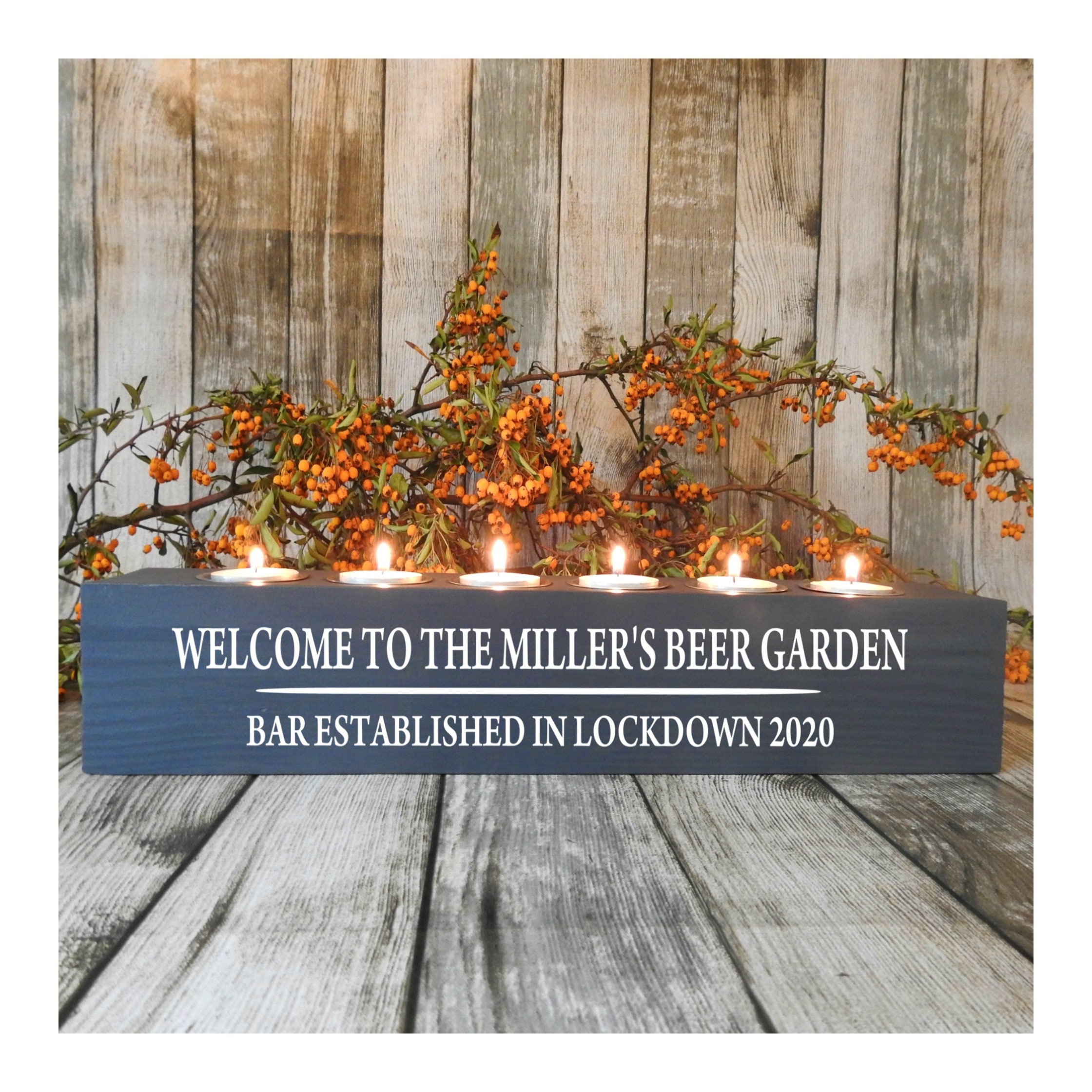 Garden Bar Sign Personalised Candle Holder Garden Bar Lights Etsy UK