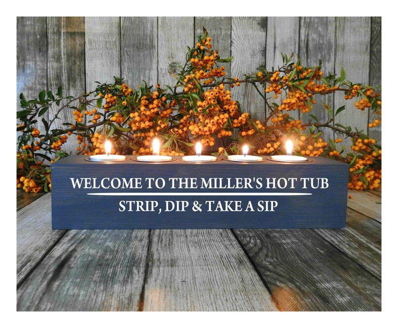 Hot Tub Sign Funny Personalised Candle Holder Add your Name Etsy