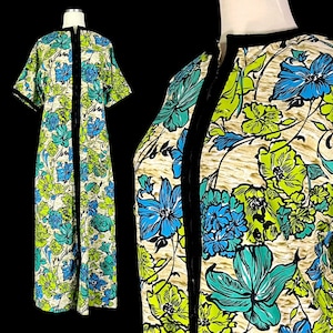 Vintage Handmade Hawaiian Dress, Ladies Large, Vibrant Floral Print