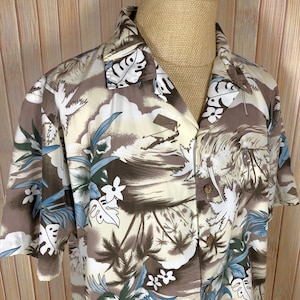 Vintage Tropical Print Hawaiian Shirt, Size XLarge, Made by Roundy Bay