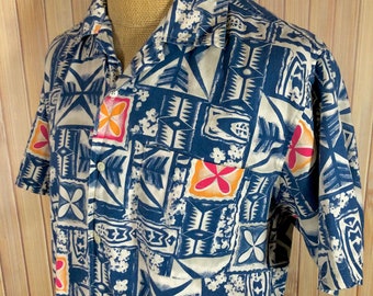 Hawaiian Shirt, Modern Tapa Inspired Designs, Size Large from Nautica