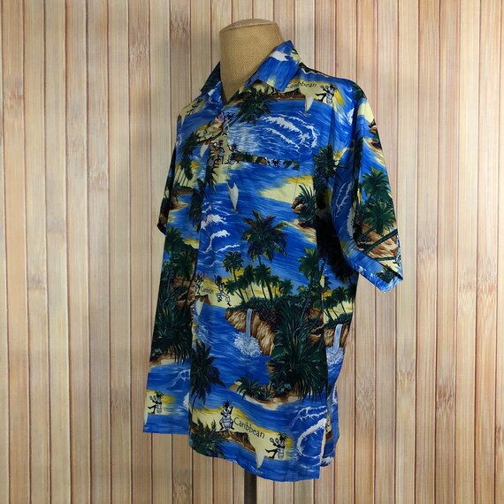 Hawaiian Shirt, Size Large, Blue with Tropical Ca… - image 6