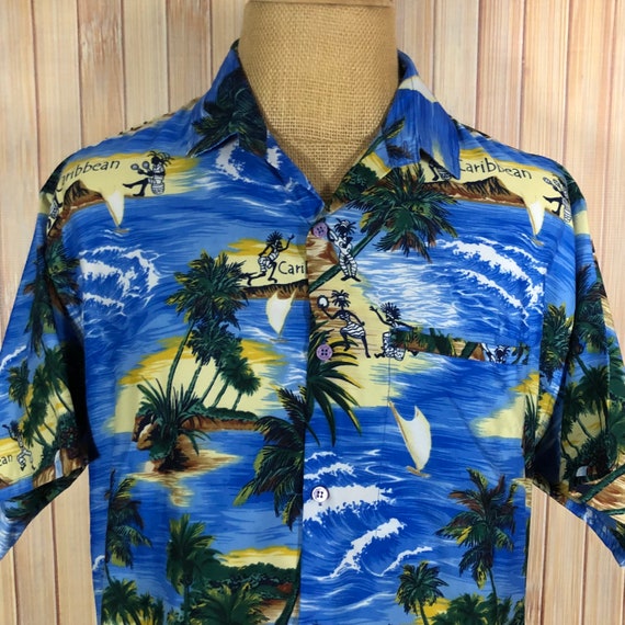 Hawaiian Shirt, Size Large, Blue with Tropical Ca… - image 3