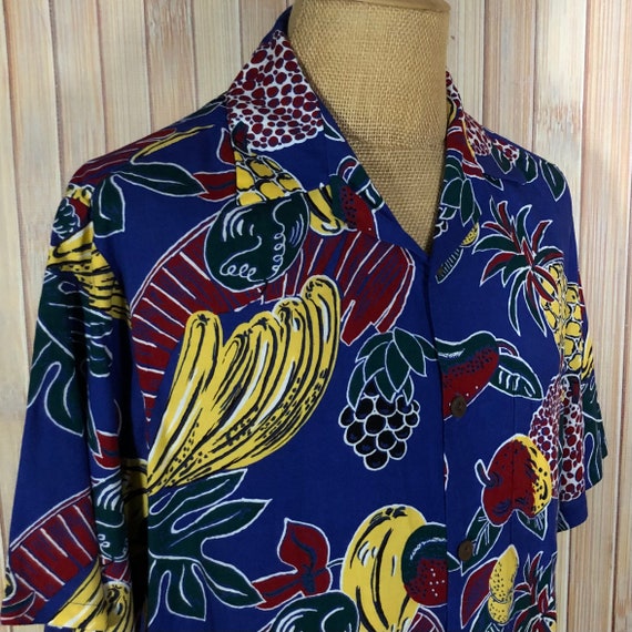 Hawaiian Shirt, Size Large, Blue with Tropical Fr… - image 1