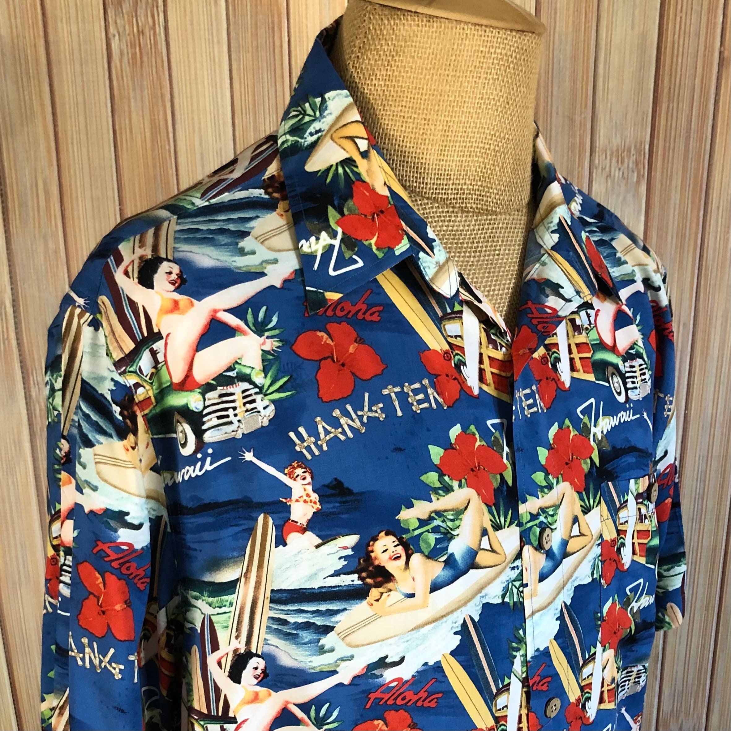Hawaiian Shirt, Size Xlarge, Blue With Pinup Girls, Made by Junction West - Etsy Hawaiian Shirt, Size Xlarge, Blue With Pinup Girls, Made by Junction West - Etsy