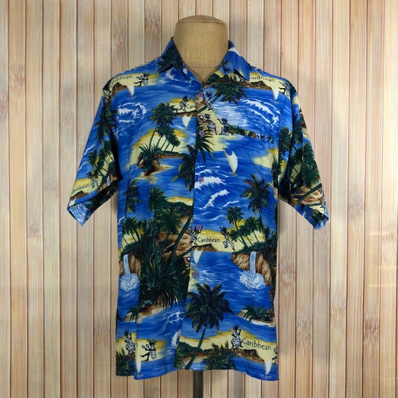 Hawaiian Shirt, Size Large, Blue with Tropical Ca… - image 2