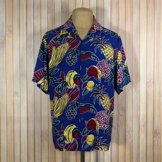 Hawaiian Shirt, Size Large, Blue with Tropical Fr… - image 2