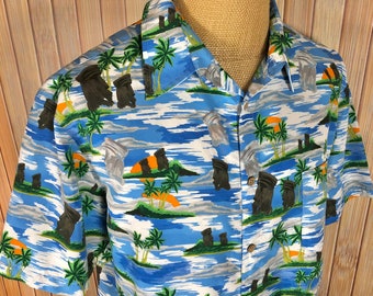 Tiki Style Hawaiian Shirt from CSTL, Size XL, Tiki and Tropical Island Graphics