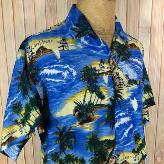 Hawaiian Shirt, Size Large, Blue with Tropical Ca… - image 8